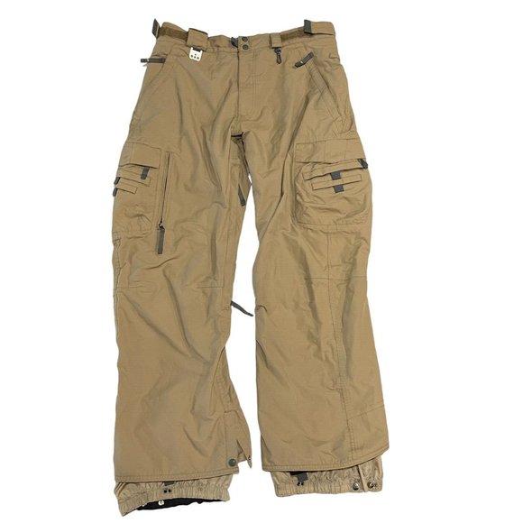 686 SMARTY 3-IN Cargo Snowpants LARGE Beige Brown GUC